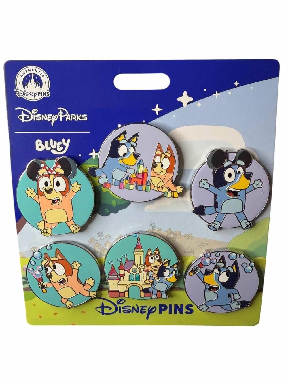 Disney Parks Bluey in the Parks 6 Pin Booster Set 2026 Bluey Bingo New